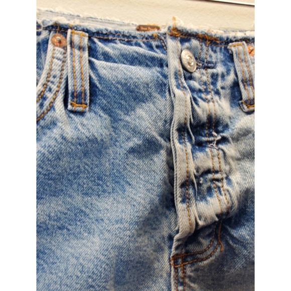 Free People Denim Shorts Size 24 Distressed Cut-offs Button-fly Medium Wash Fade - Picture 2 of 10